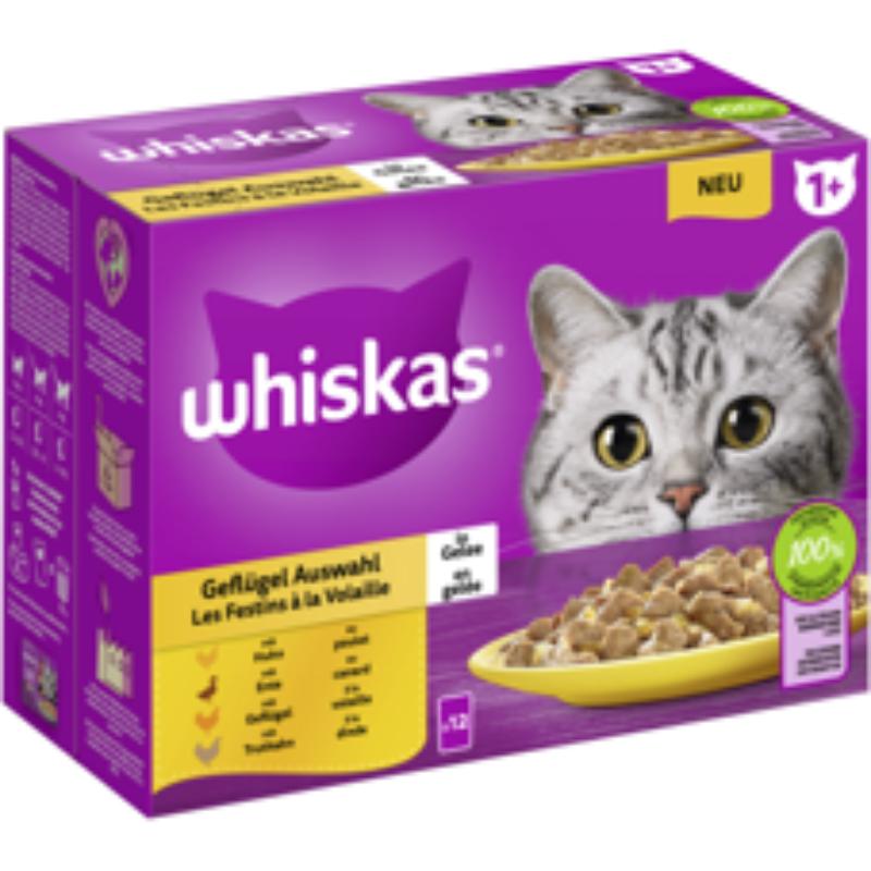 WHISKAS POUCH WET CAT FOOD POULTRY SELECTION 12X85G