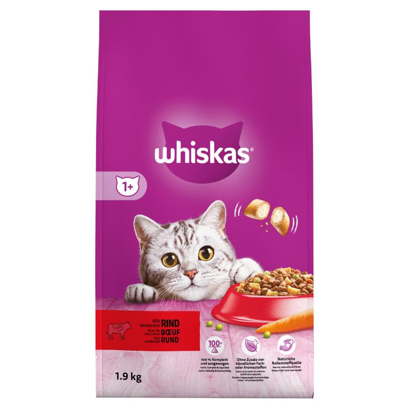 WHISKAS DRY CAT FOOD BEEF 1.9KG