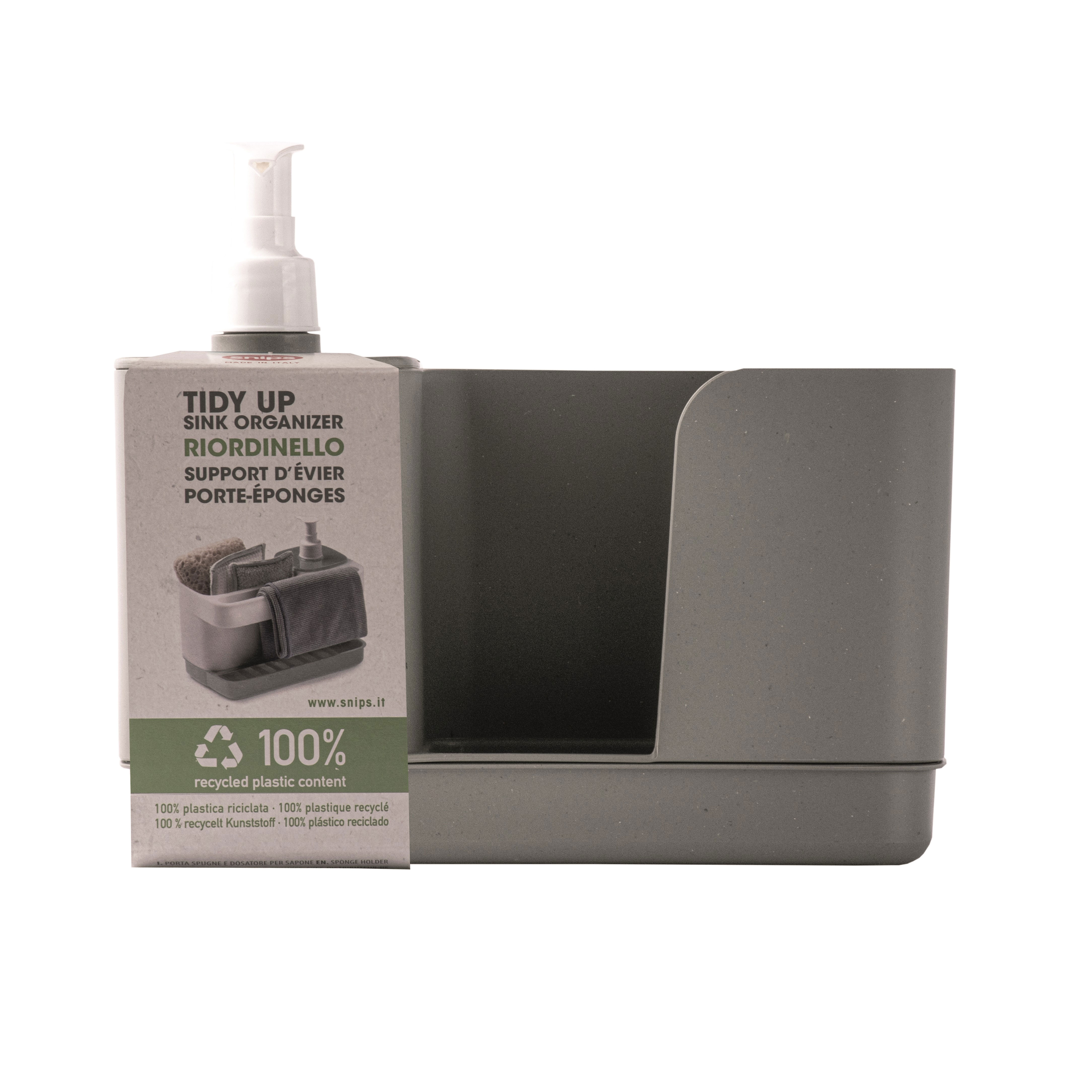 SNIPS RECTANGLE SPONGE HOLDER WITH DISPENSER - GREY