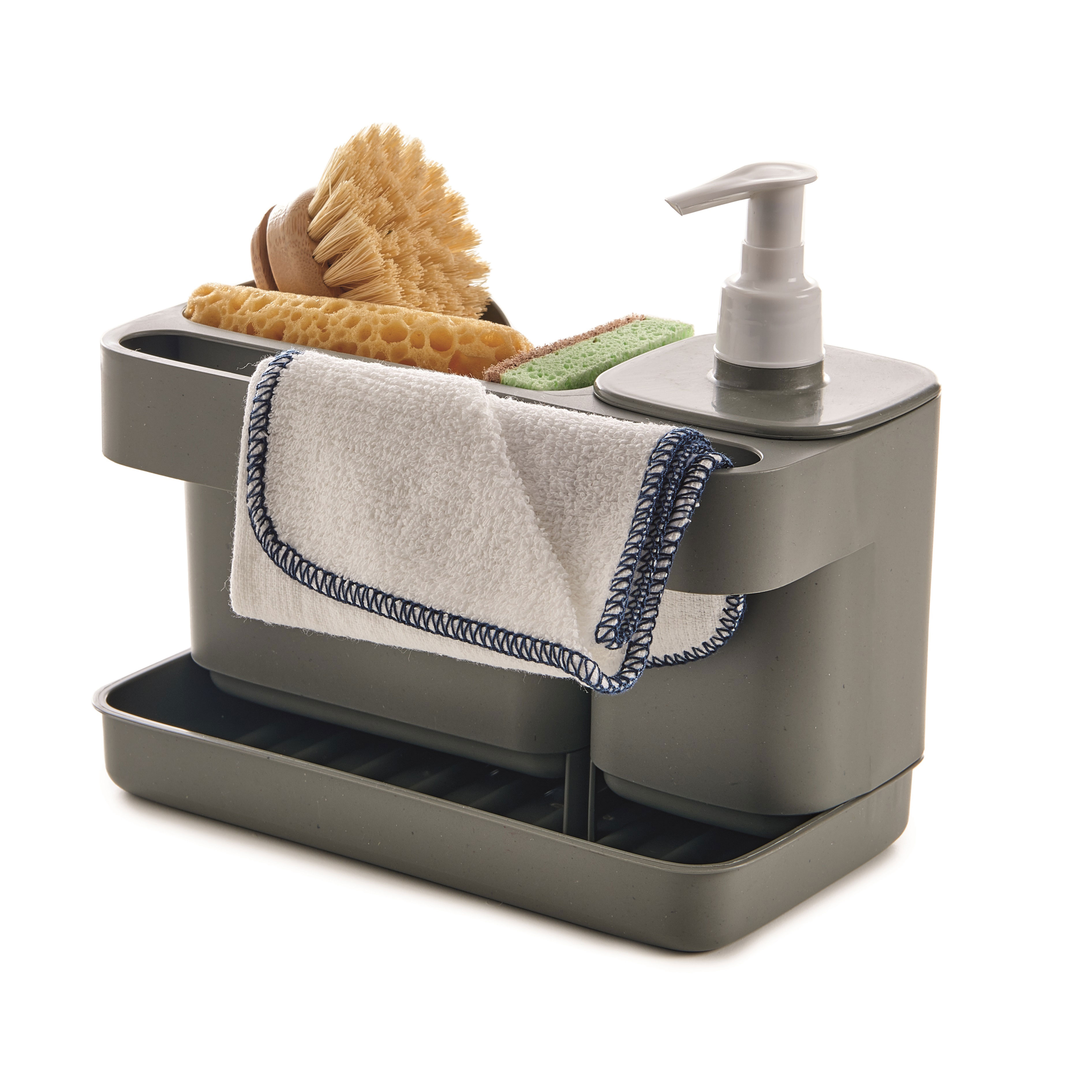 SNIPS RECTANGLE SPONGE HOLDER WITH DISPENSER - GREY