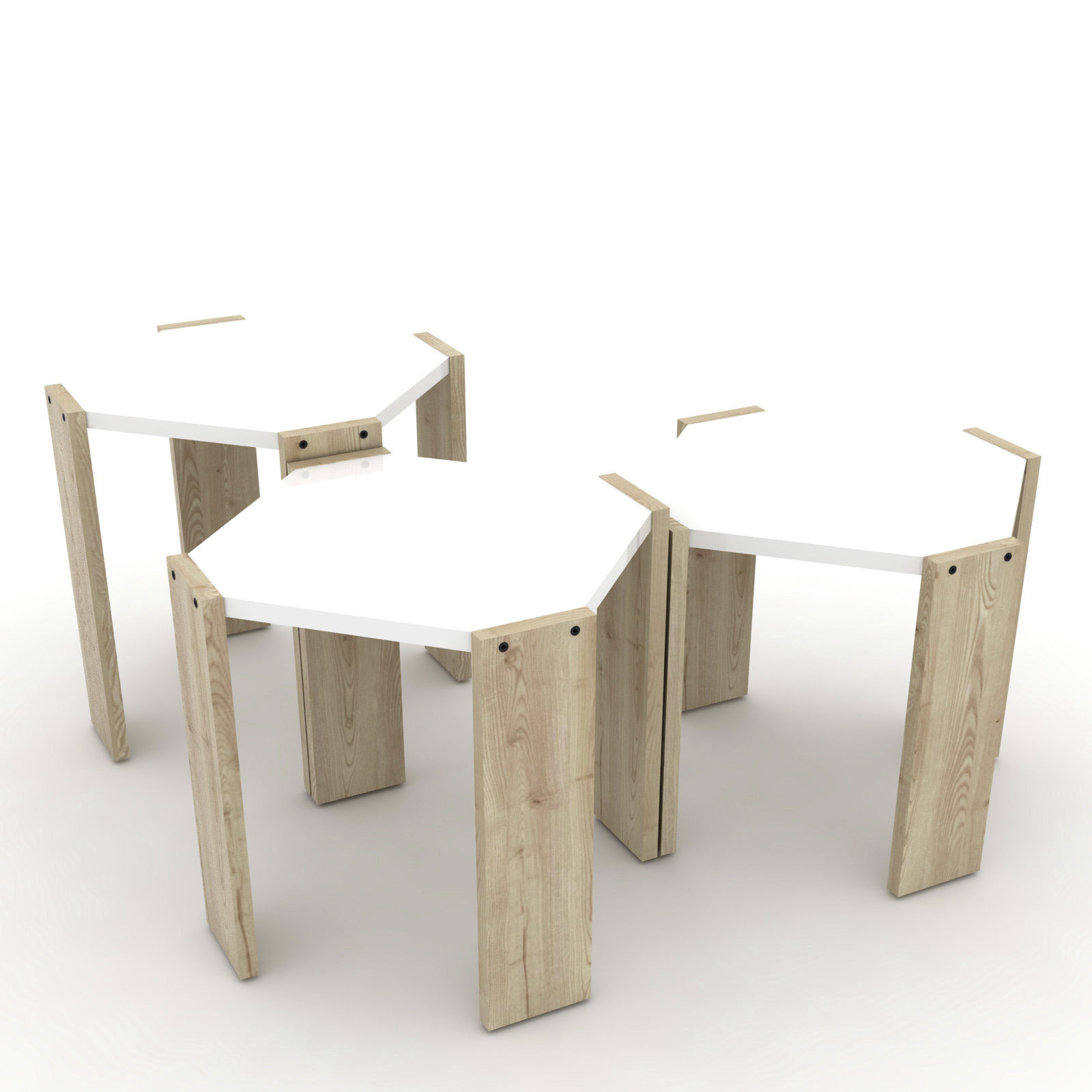 SET 3 SIDE TABLE HANSEL OAK/WHITE 44.5X44.5CM Υ41/38.5/36CM