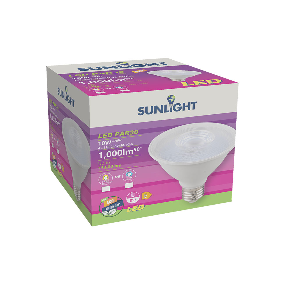 SUNLIGHT LED 10W PAR30 SPOT LAMP E27 1000LM 6500K 25° CLEAR