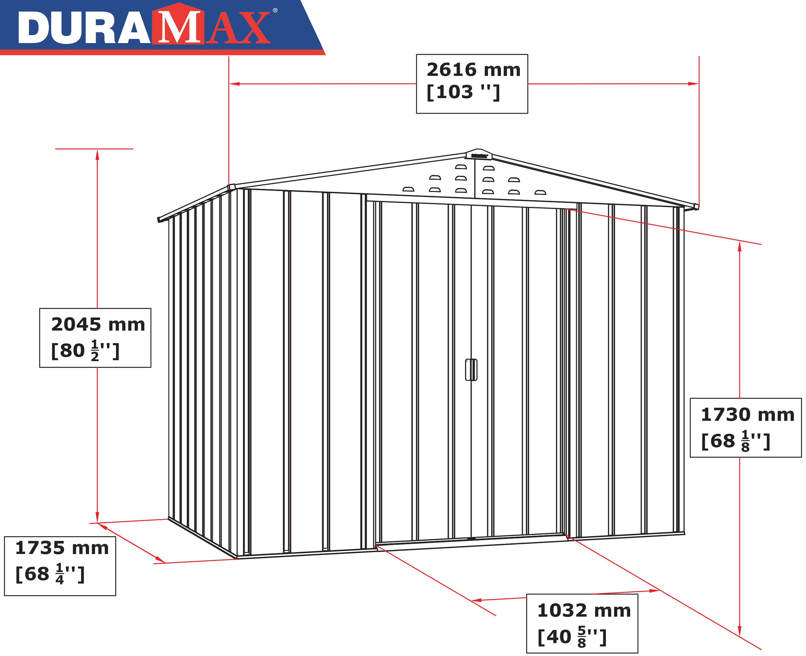 DURAMAX METAL TOP SHED 8X6FT ANTHRACITE