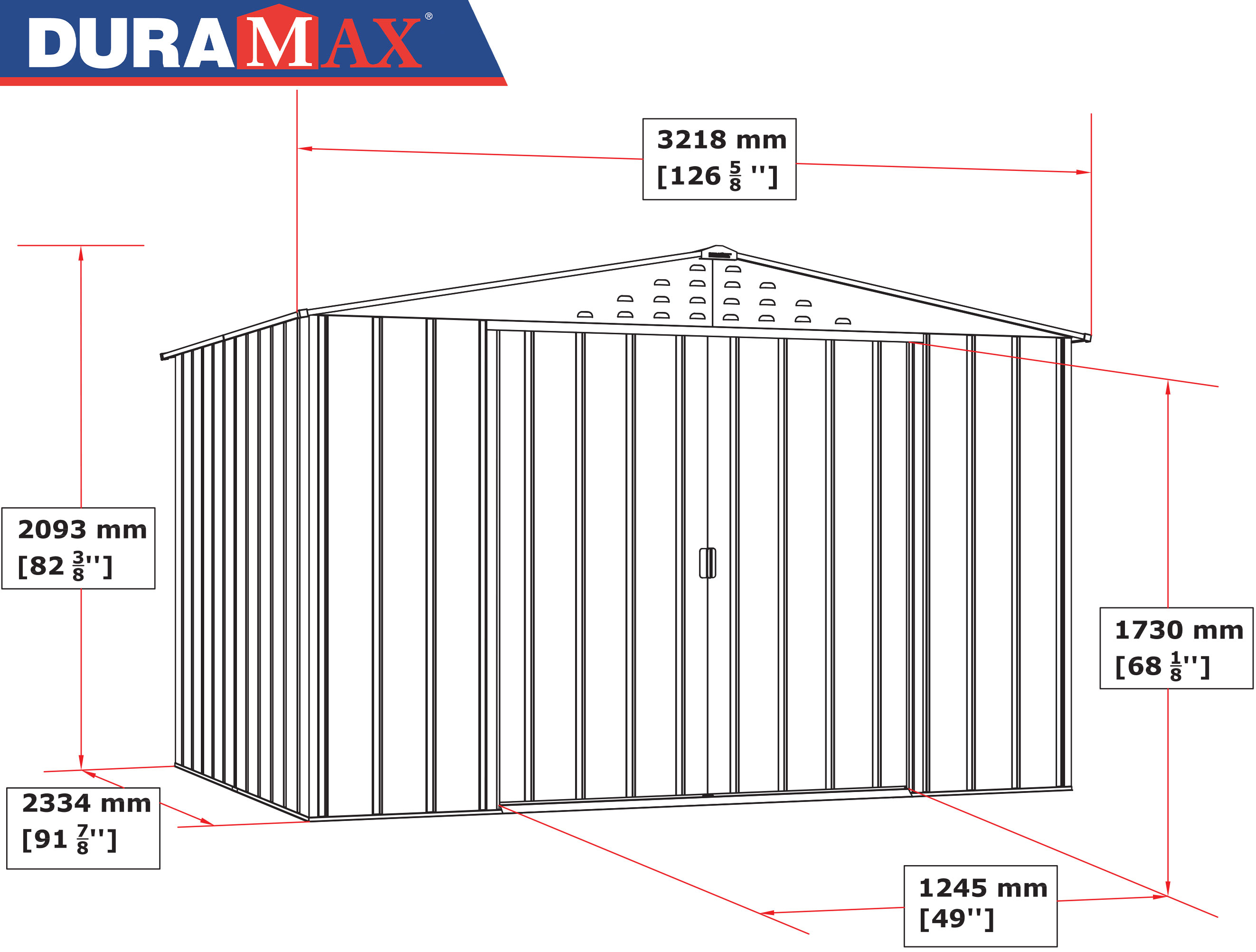 DURAMAX METAL TOP SHED 10X8FT ANTHRACITE