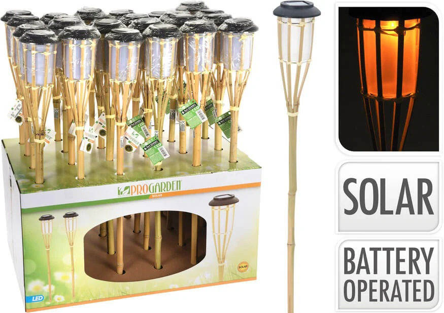 SOLAR LAMP NATURAL BAMBOO 65CM