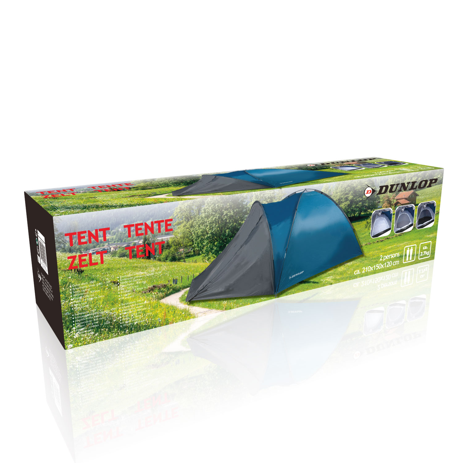 DUNLOP TENT 2 PERSONS 210X150X120CM