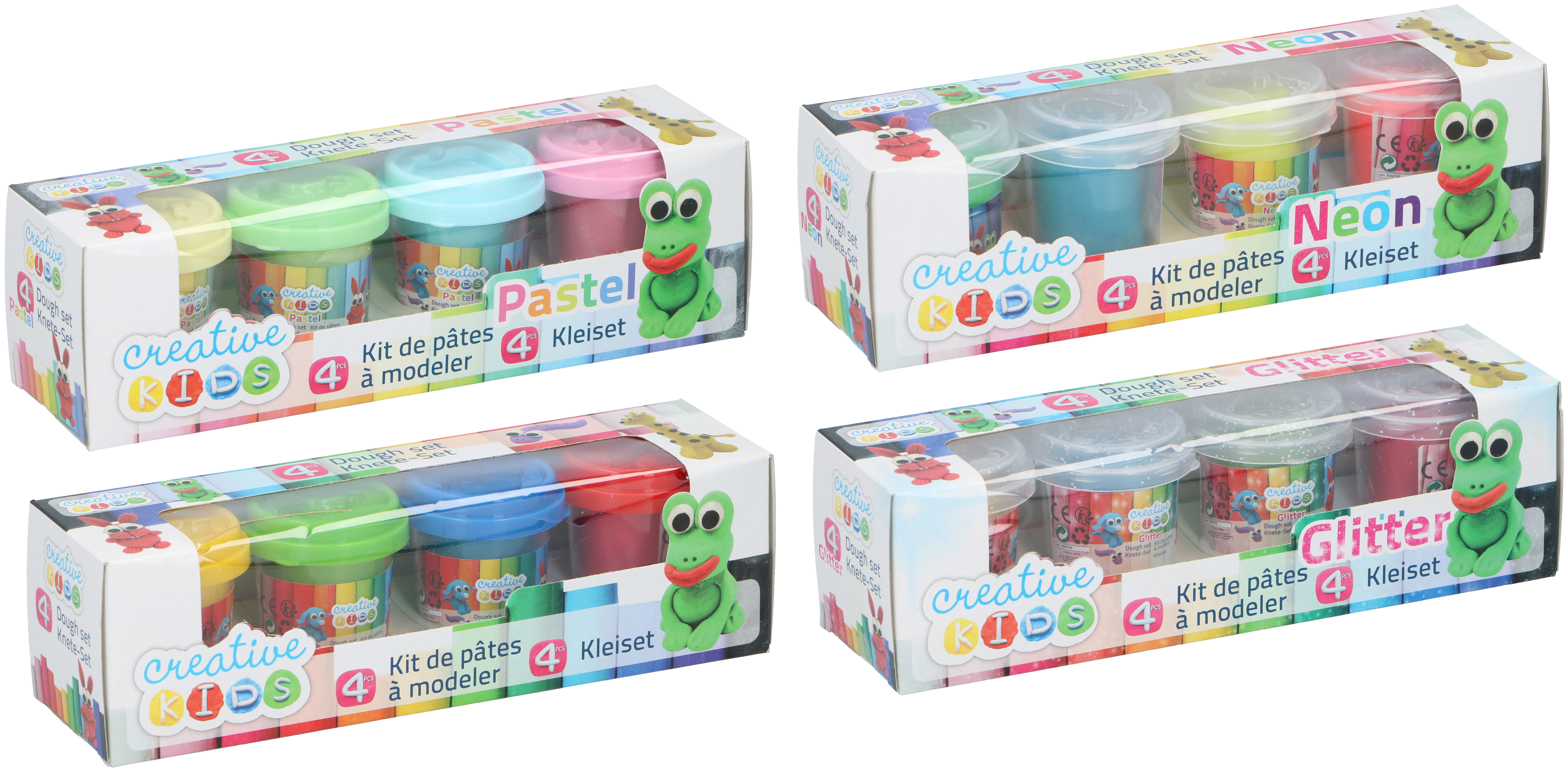 CREATIVE KIDS DOUGH SET 4 55GR 5 ΔΙΑΦΟΡΕΤΙΚΑ ΧΡΩΜΑΤΑ