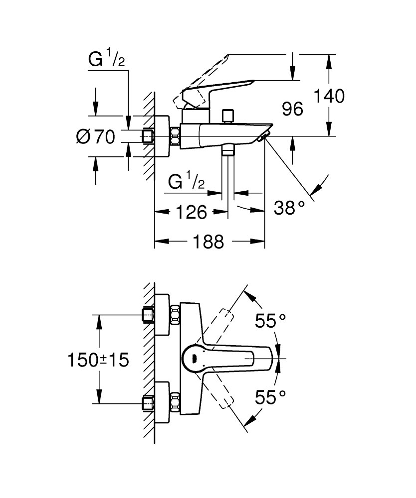 GROHE START NEW BATH MIXER 1/2