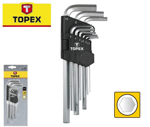 TOPEX 9PCS ΜΑΚΡΥ ΕΞΑΓΩΝΟ ΣΕΤ ΚΛΕΙΔΙΩΝ CrV 1.5-10MM