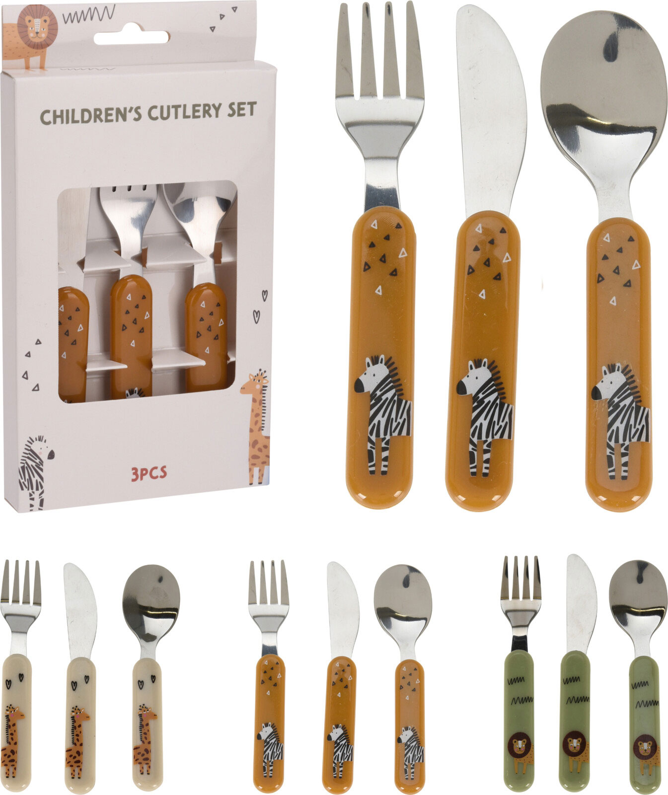 CUTTLERY CHILDREN SET 3PCS 3 ASSORTED DESIGNS