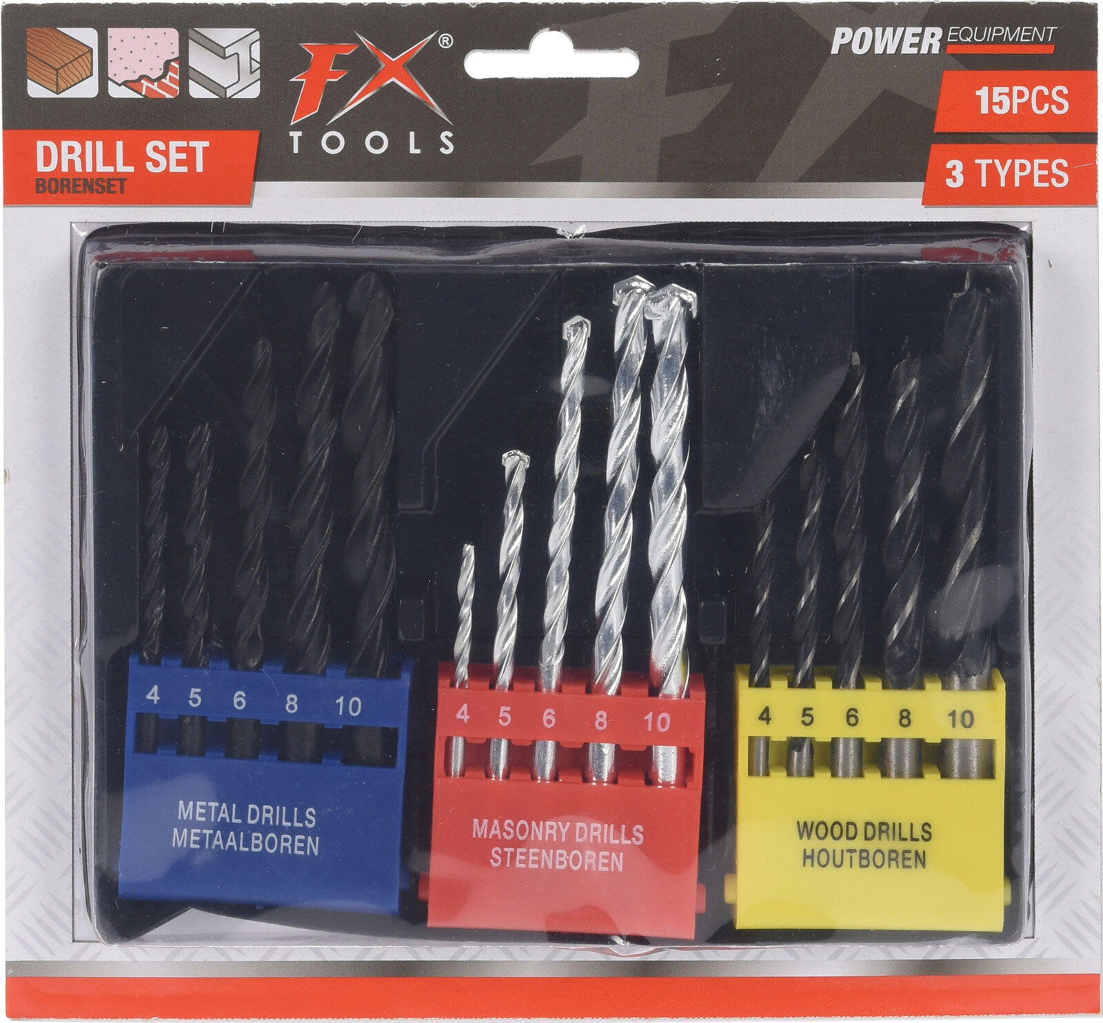 DRILL SET 15PCS 3 TYPES