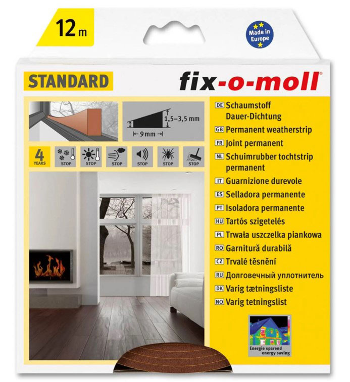 FIX-O-MOLL WEATHERSTRIP BROWN 12M 4X9MM