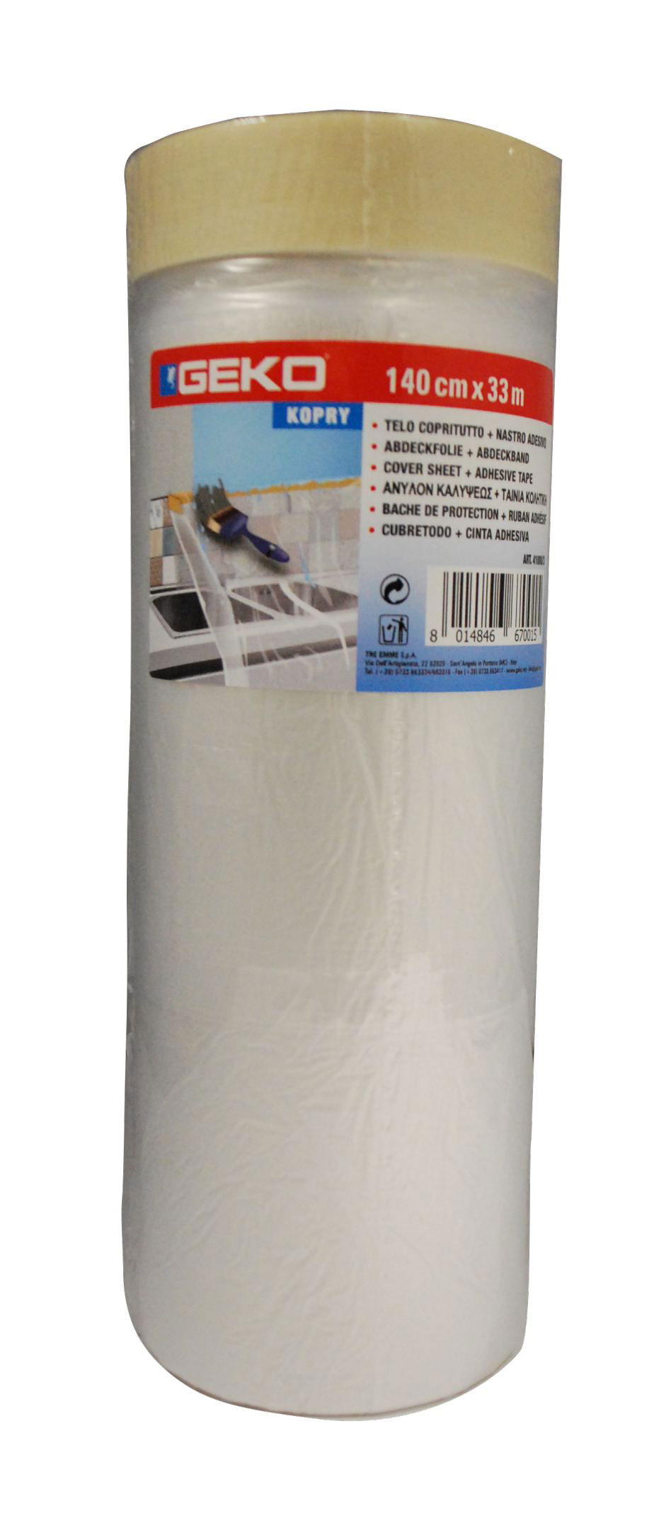 GEKO COVER SHEET+ADHESIVE TAPE 140CMX33M