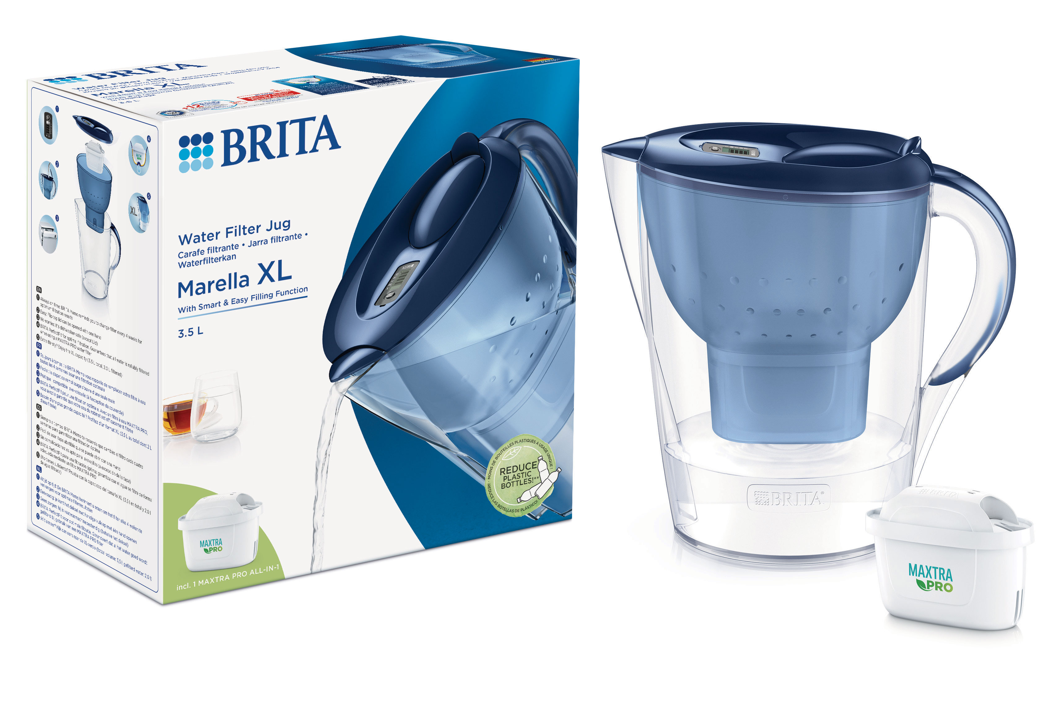 BRITA MARELLA XL MXPRO ΚΑΝΑΤΑ ΦΙΛΤΡΑΡΙΣΜΑΤΟΣ ΝΕΡΟΥ 3.5Λ ΜΠΛΕ ΧΡΩΜΑ