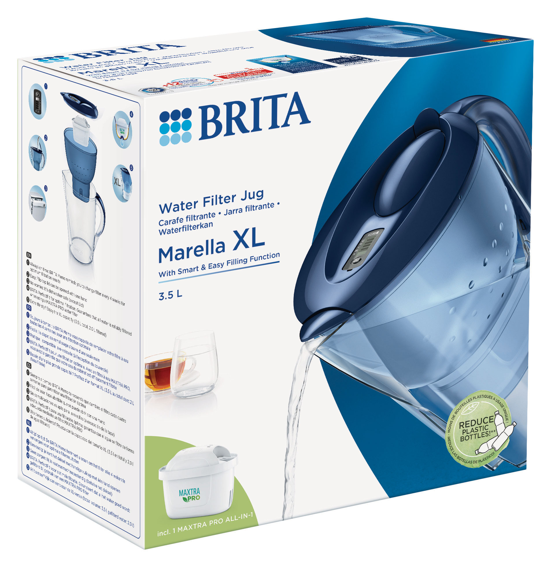 BRITA MARELLA XL MXPRO ΚΑΝΑΤΑ ΦΙΛΤΡΑΡΙΣΜΑΤΟΣ ΝΕΡΟΥ 3.5Λ ΜΠΛΕ ΧΡΩΜΑ