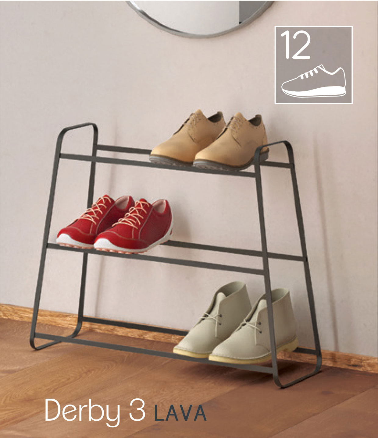 METALTEX DERBY SHOE RACK 3-TIER 57X18X45CM