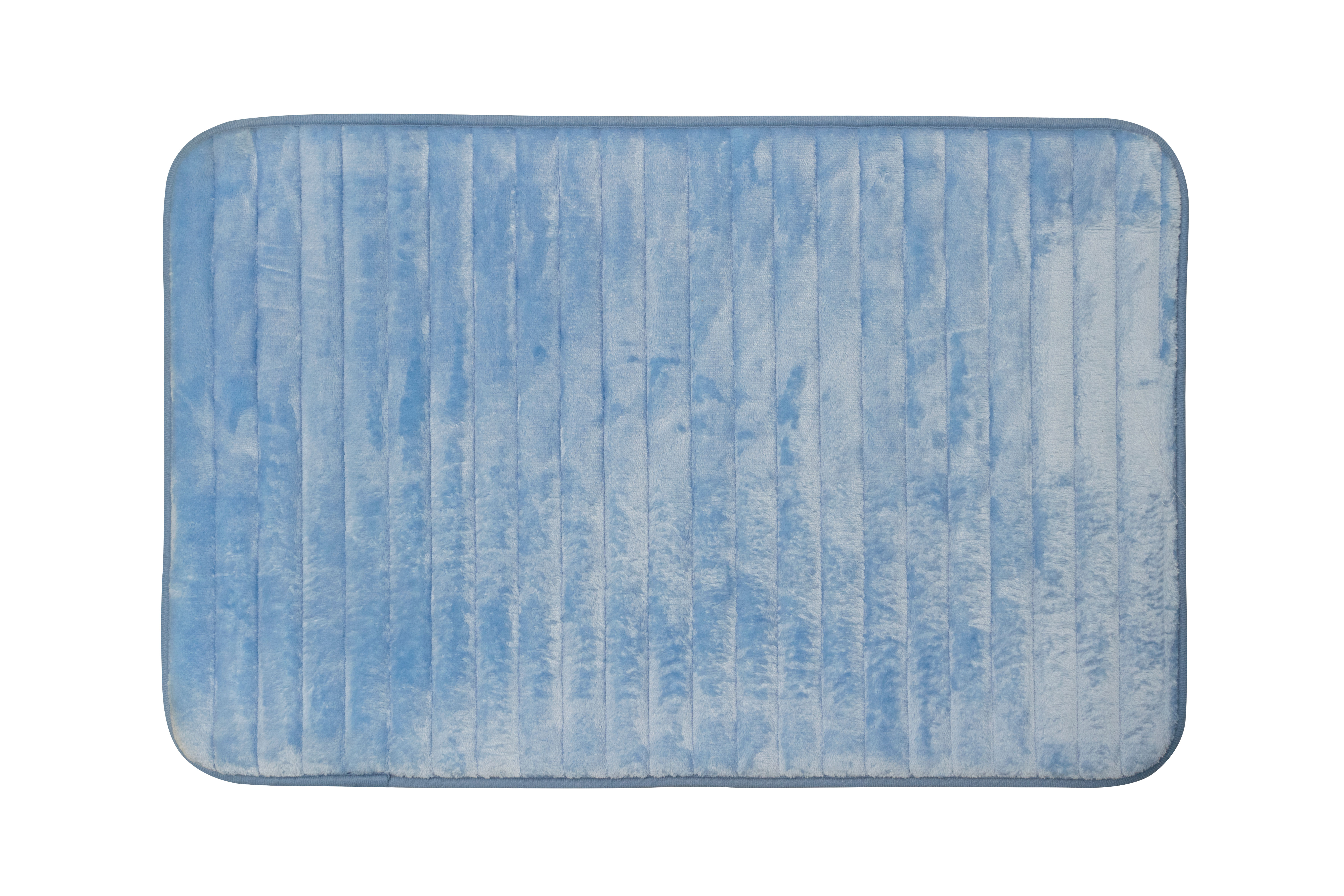 EASY HOME BATH MAT MEMORY FOAM STRIPE 50X80CM BLUE