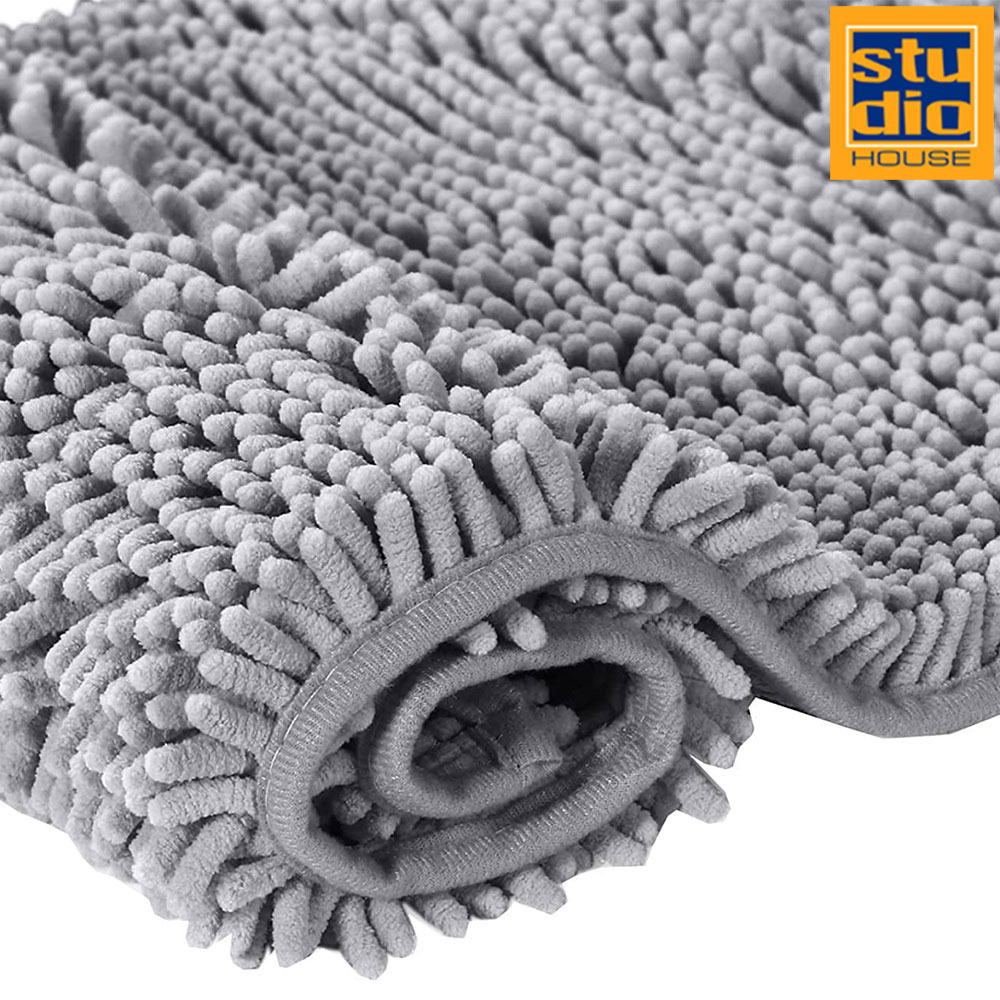 STUDIO HOUSE CHENILLE BATH MAT ANTI-SLIP 50X80CM LIGHT GREY