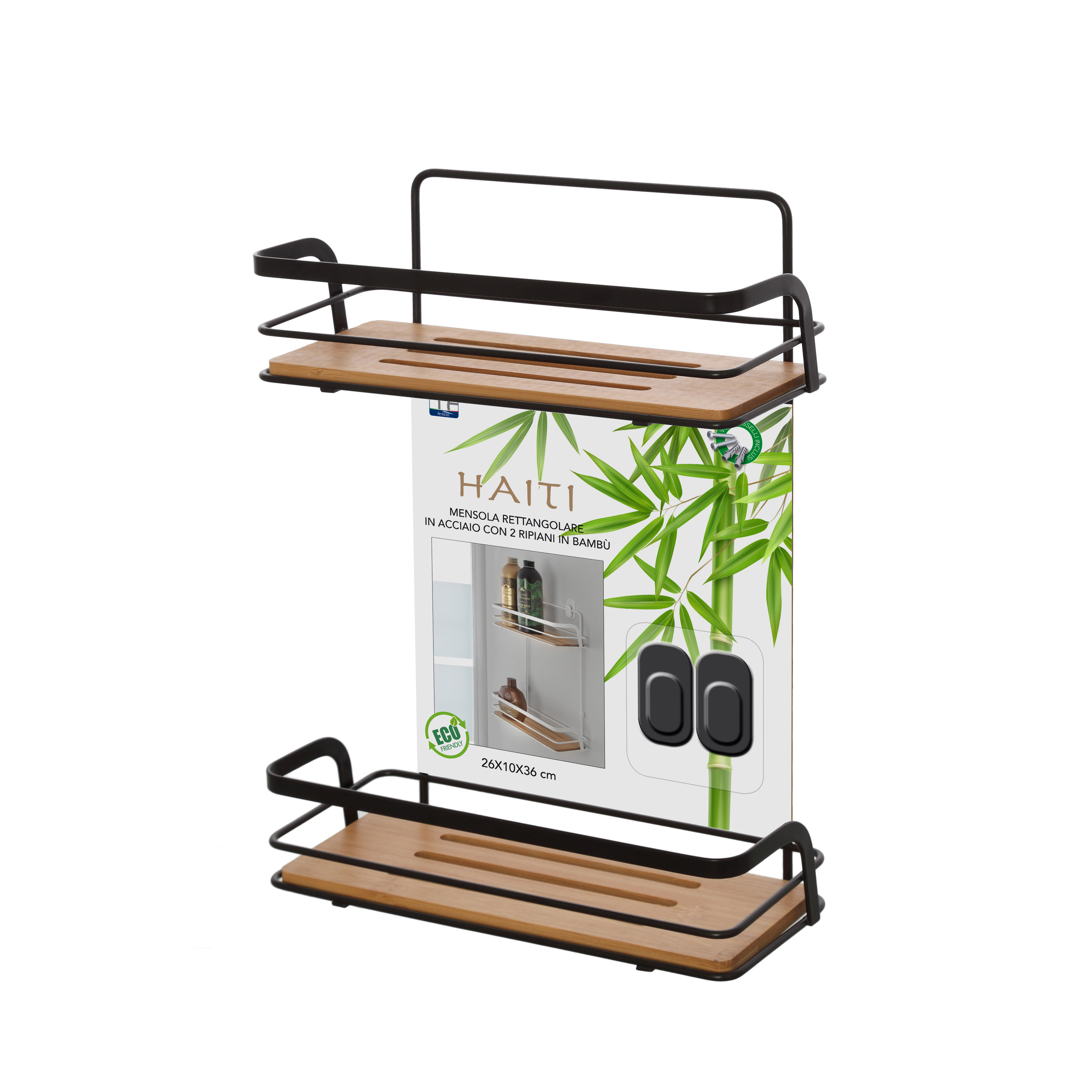 FERIDRAS BLACK SHELF TWO LEVEL BAMBO