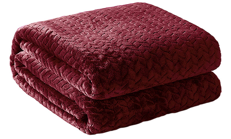 JACQUARD FLANNEL BLANKET 200X220CM BORDEAUX