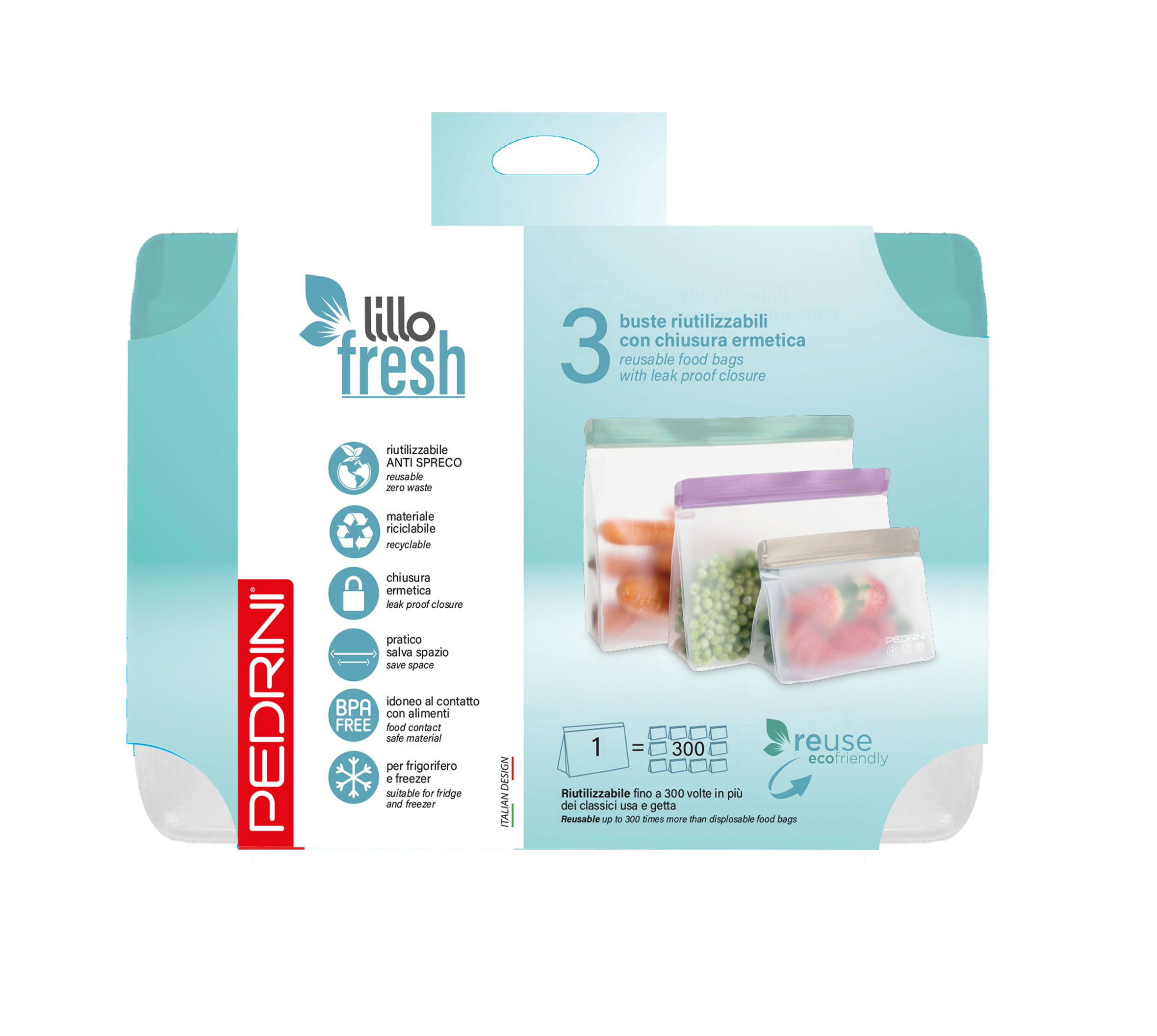 PEDRINI SET3 REUSABLE STORAGE BAGS