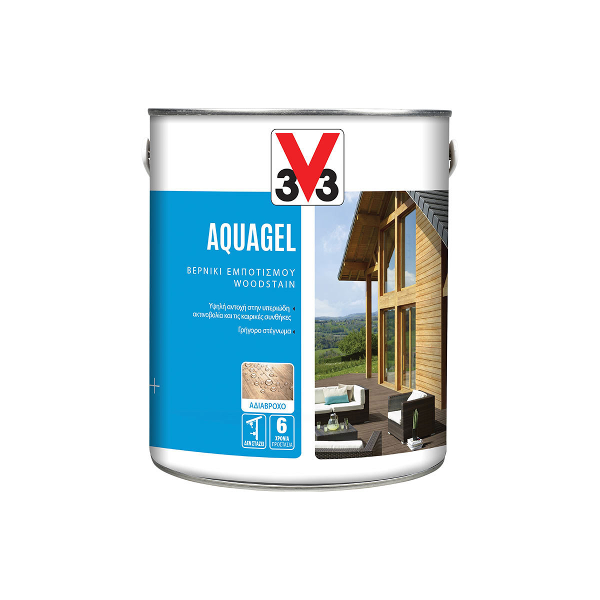 V33 ΒΕΡΝΙΚΙ ΕΜΠΟΤΙΣΜΟΥ 750ML LIGHT OAK AQUA WOODSTAIN