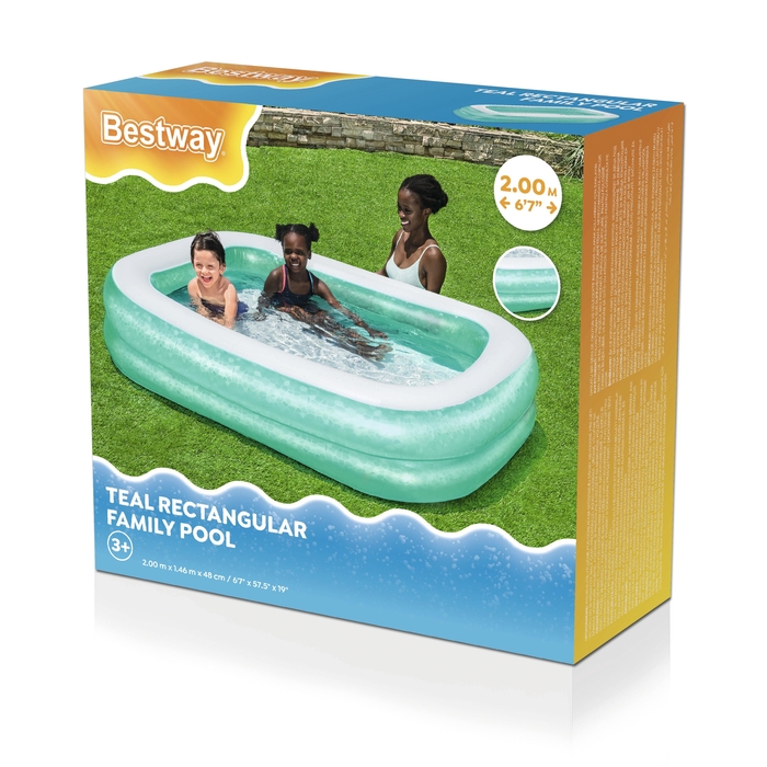 BESTWAY 54005 RECTANGULAR FAMILY POOL 200X146X48CM - TEAL