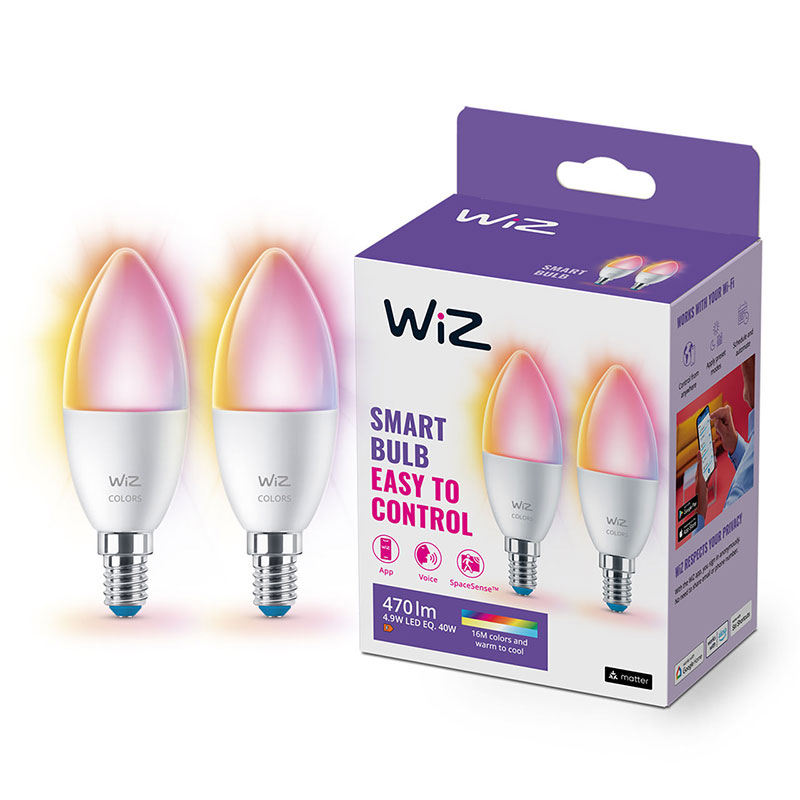 WIZ CONNECTED COLOUR CANDLE SMART BULB - E14 (2-PACK) 