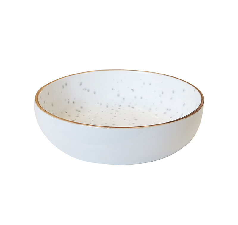 ROUND BOWL WHITE WITH BLACK SPECKLES 16X4CM