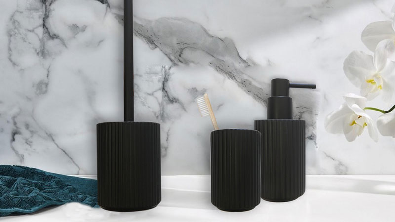 SOAP DISPENSER STRIPE BLACK 