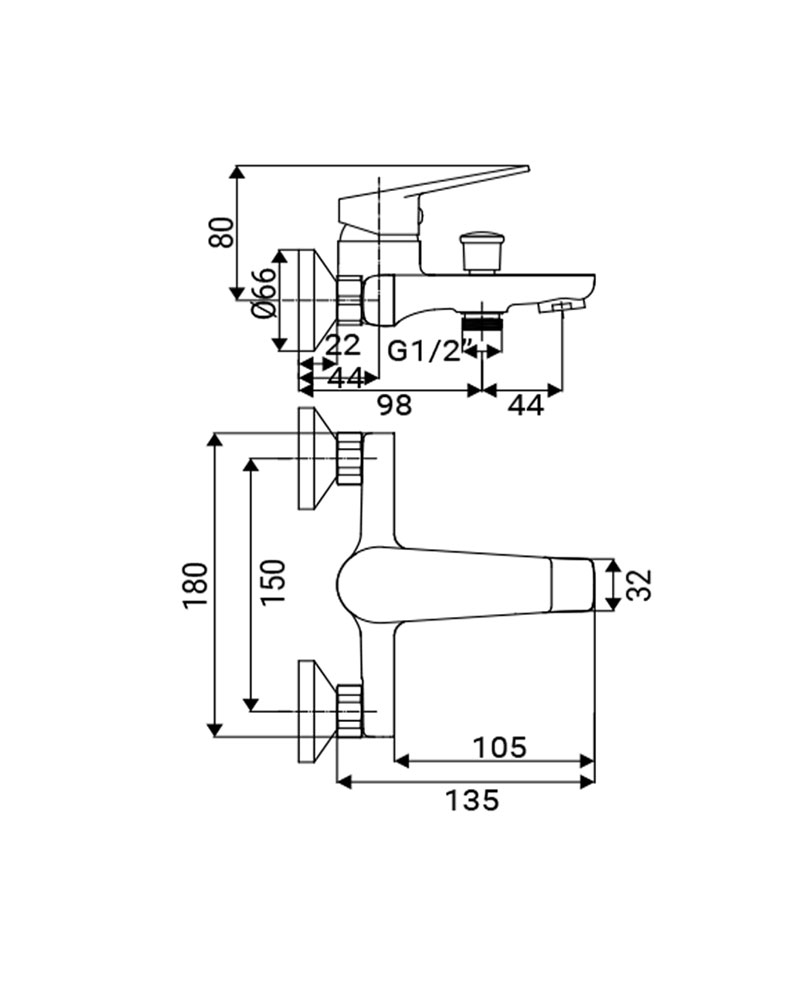 IDRO BATH MIXER KALOS - BLACK