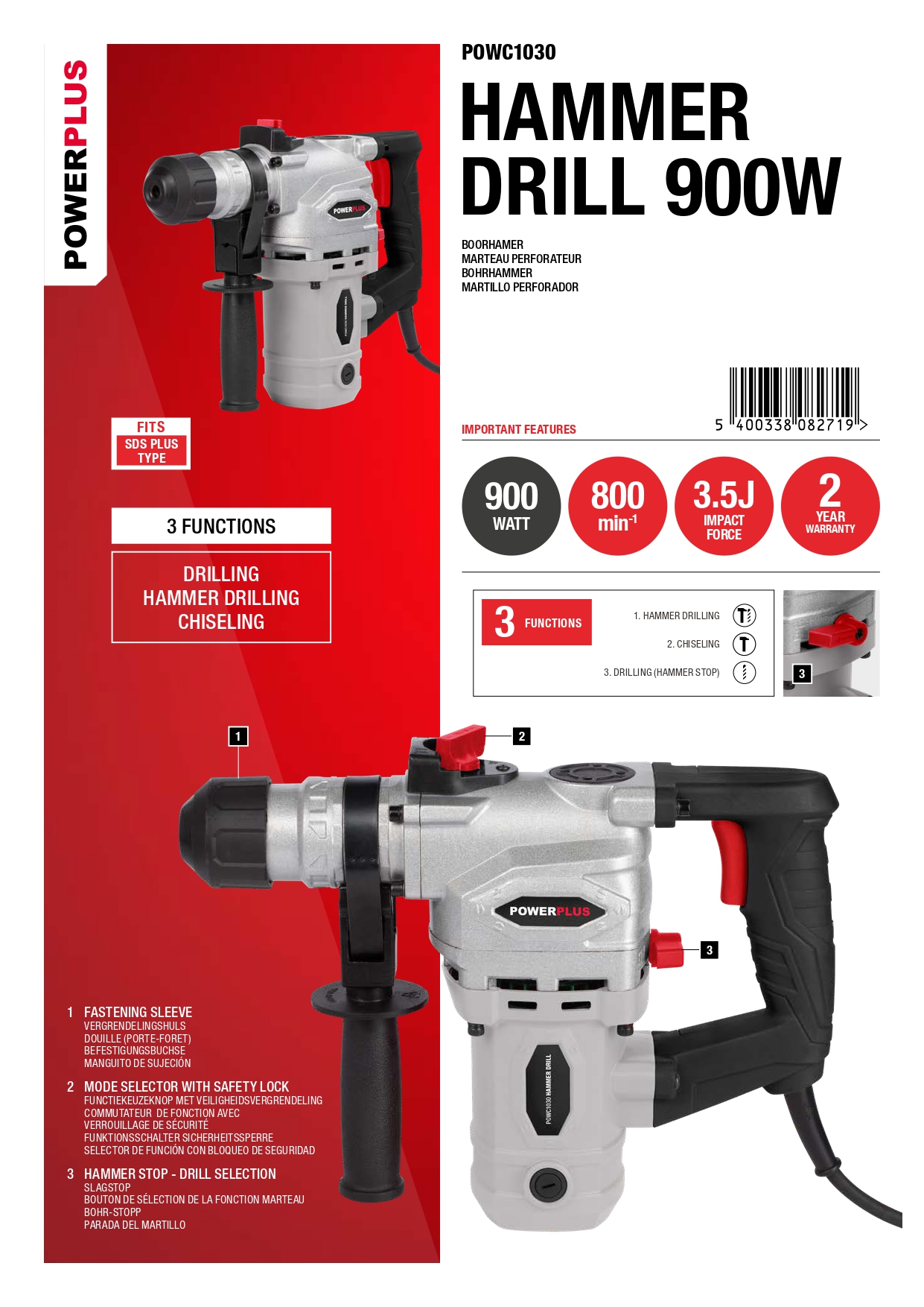 POWERPLUS C HAMMER DRILL 900W