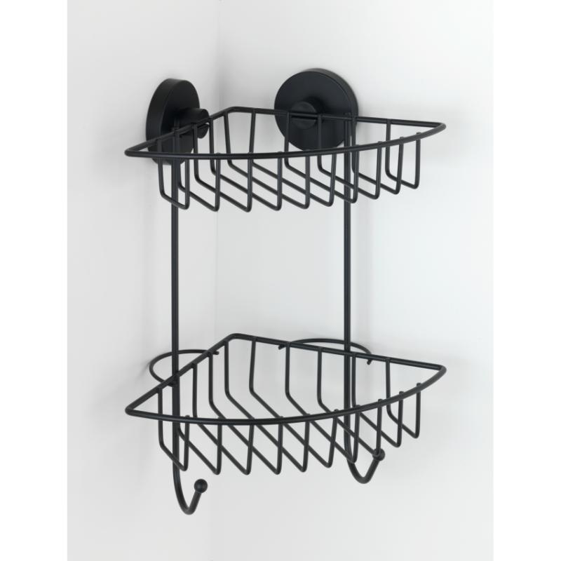 WENKO VACUUM-LOC 2-TIER CORNER RACK BARI ΜΑΥΡΟ