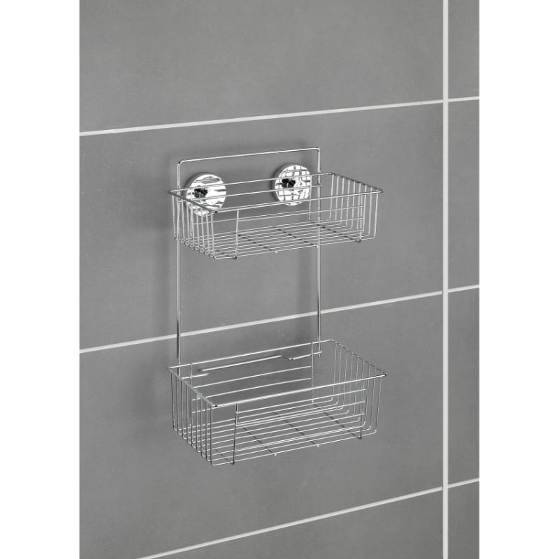 WENKO VACUUM-LOC 2-TIER WALL RACK BARI SILVER