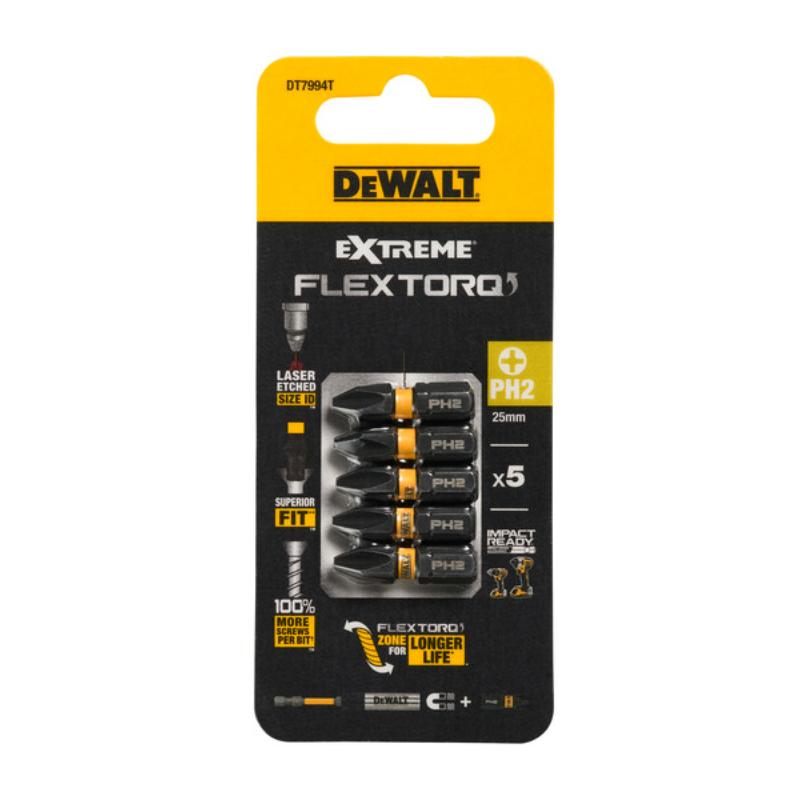 DEWALT PH2 25MM IR TORSION BIT 5 PIECES