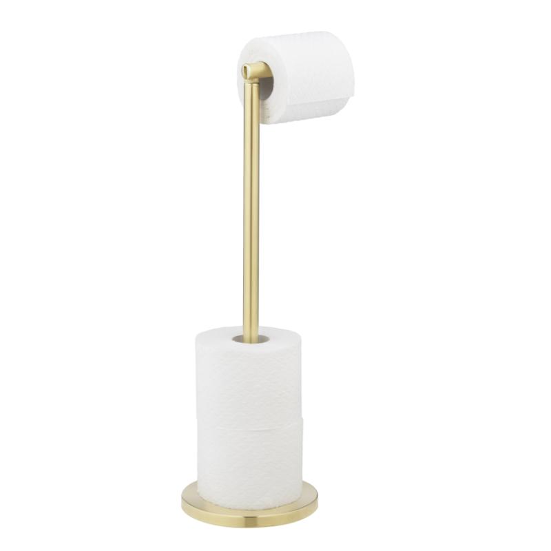 WENKO FREE-STANDING GOLD MATT TOILET ROLL HOLDER 2 IN 1