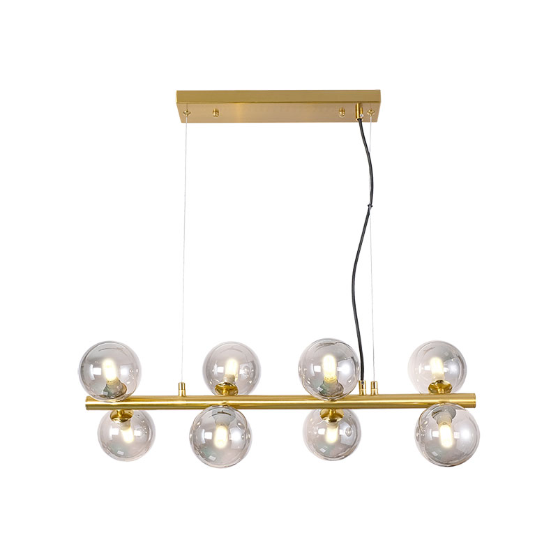 SUNLIGHT 8xG9 (MAX.8x5W) CEILING LIGHT SMOKEY GLASS BRASS IP20 L640xH250xH1565MM