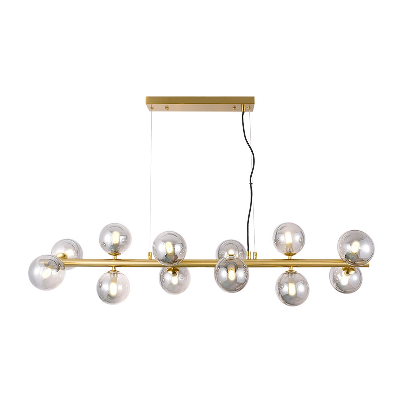 SUNLIGHT 12xG9 (MAX.12x5W) CEILING LIGHT SMOKEY GLASS BRASS IP20 L998xH255xH1565MM