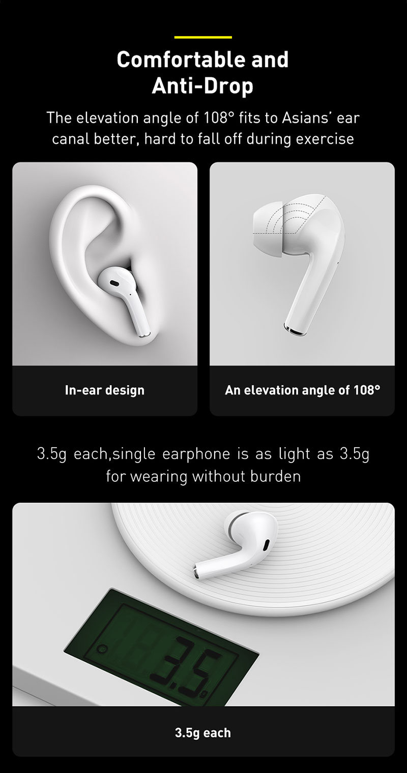 BASEUS EARPHONES W3 - WHITE