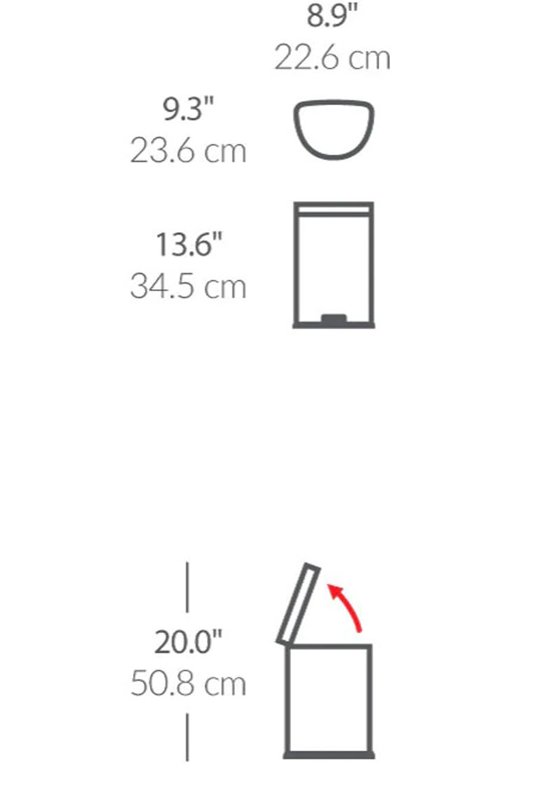 SIMPLEHUMAN ΗΜΙΣΤΡΟΓΓΥΛΟΣ ΚΑΔΟΣ ΜΕ ΠΕΤΑΛΙ 6L ΜΑΥΡΟ ΜΑΤ 