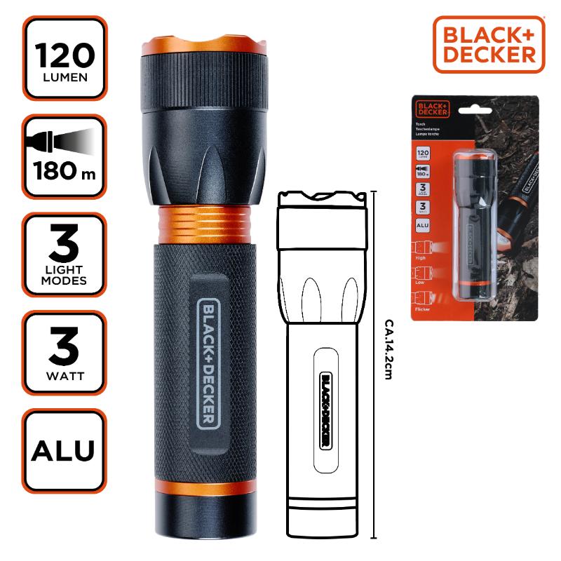 BLACK&DECKER ΦΑΚΟΣ LED 3W 120LM 180M ΑΚΤΙΝΑ ΔΕΣΜΗΣ