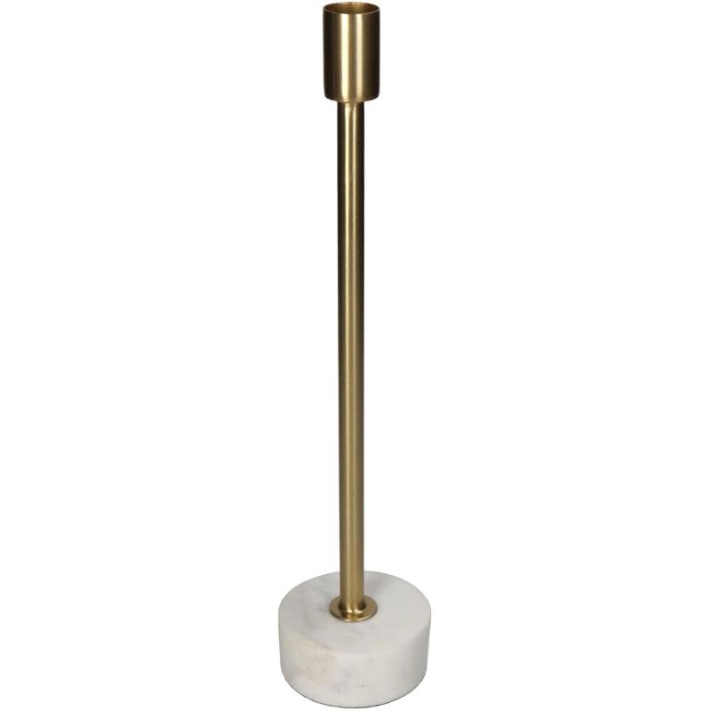 CANDLE HOLDER MARBLE 7.5X7.5X34CM - GOLD