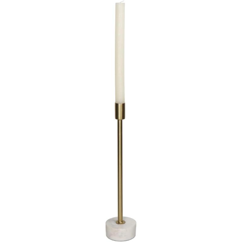 CANDLE HOLDER MARBLE 7.5X7.5X34CM - GOLD