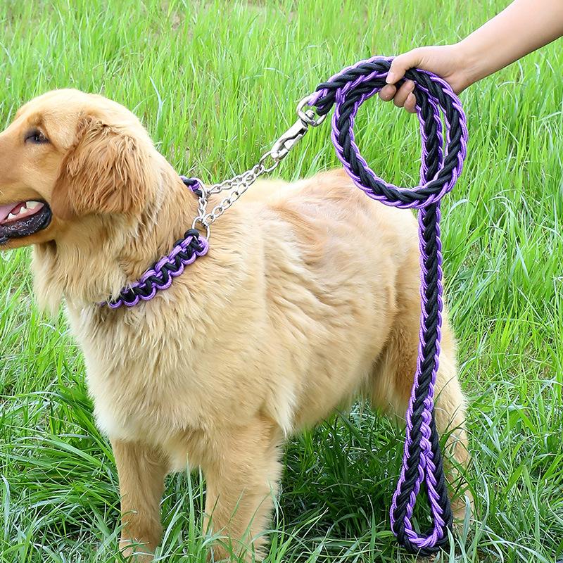 THICK ROPE DOG LEASH WITH COLLAR 130CM