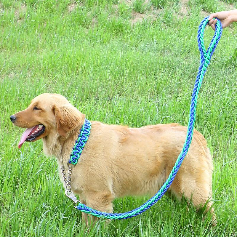 THICK ROPE DOG LEASH WITH COLLAR 130CM