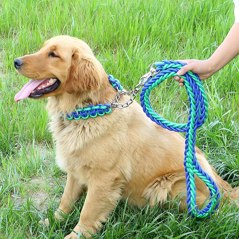 THICK ROPE DOG LEASH WITH COLLAR 130CM