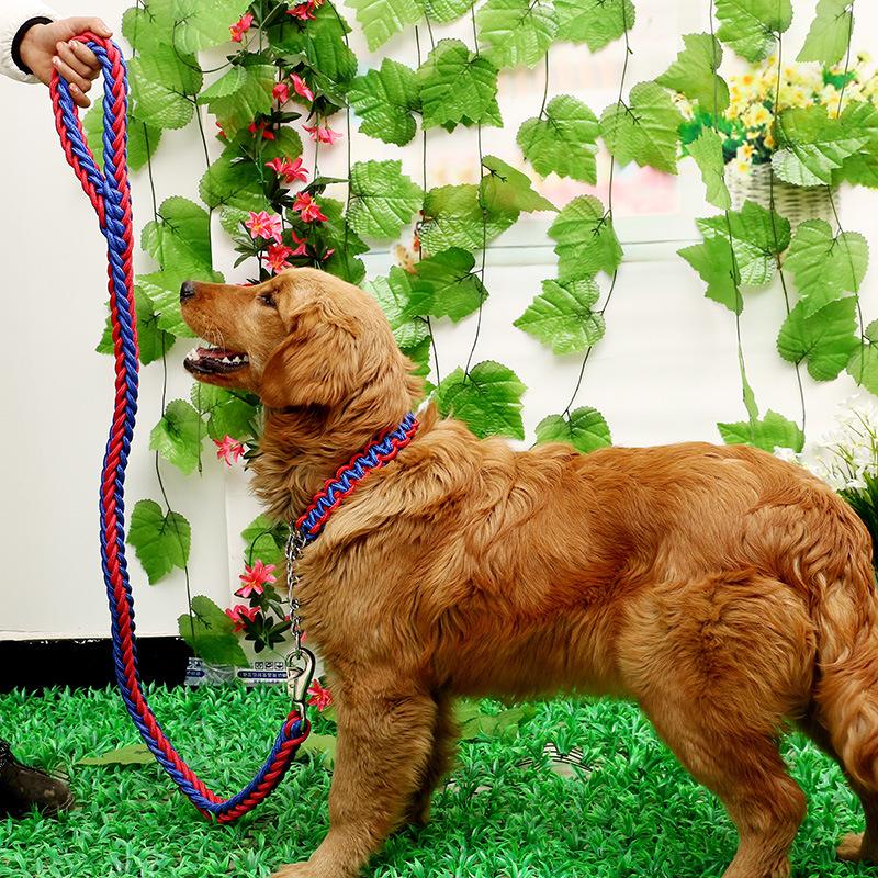 THICK ROPE DOG LEASH WITH COLLAR 130CM