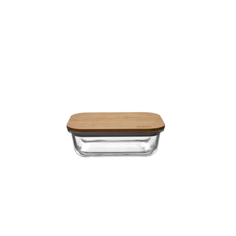 BRABANTIA OVEN BOWL GLASS, WITH WOODEN LID 600ML