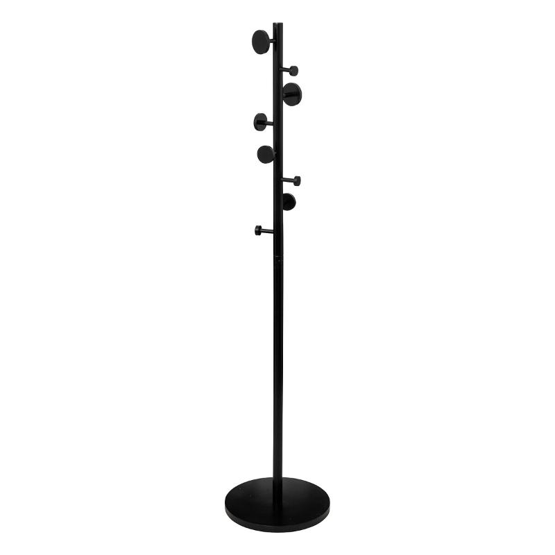 FIVE COAT RACK WITH 8 ROUND HOOKS - BLACK