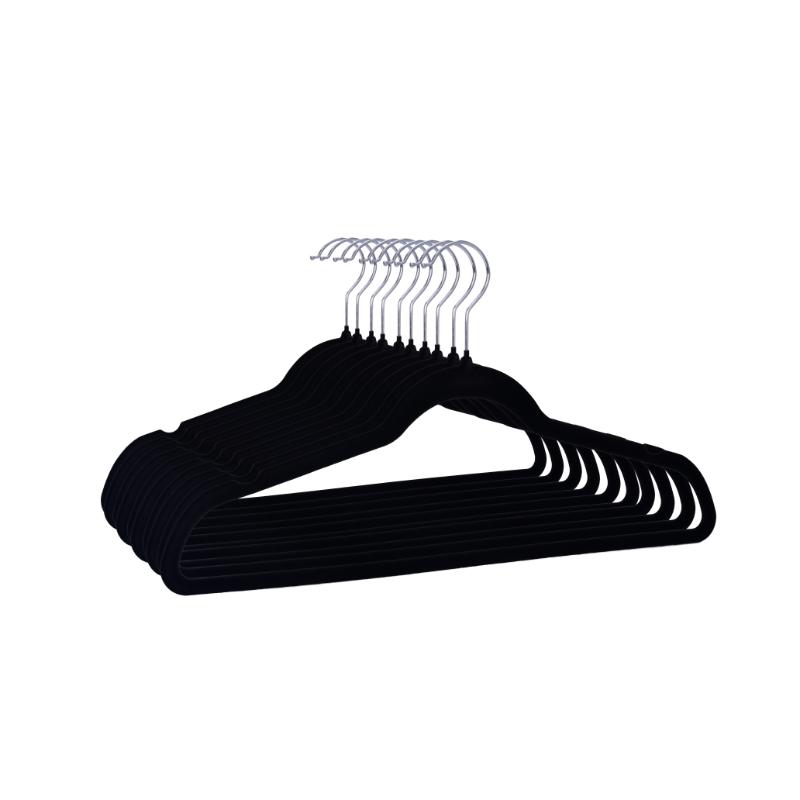 VELVET HANGERS 10 PIECES - BLACK